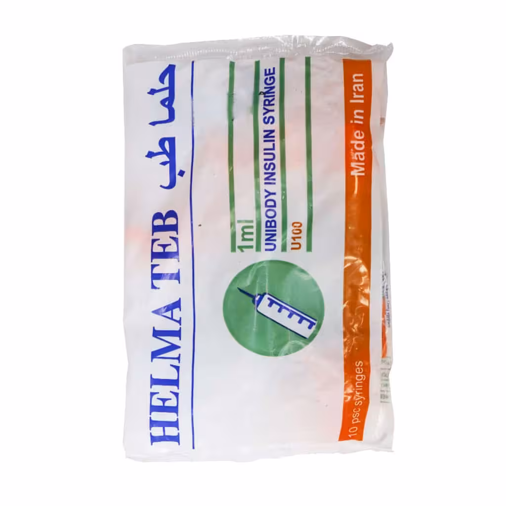 سرنگ انسولین سرسوزن متصل یک میلی لیتر حلما طب 10 عدد