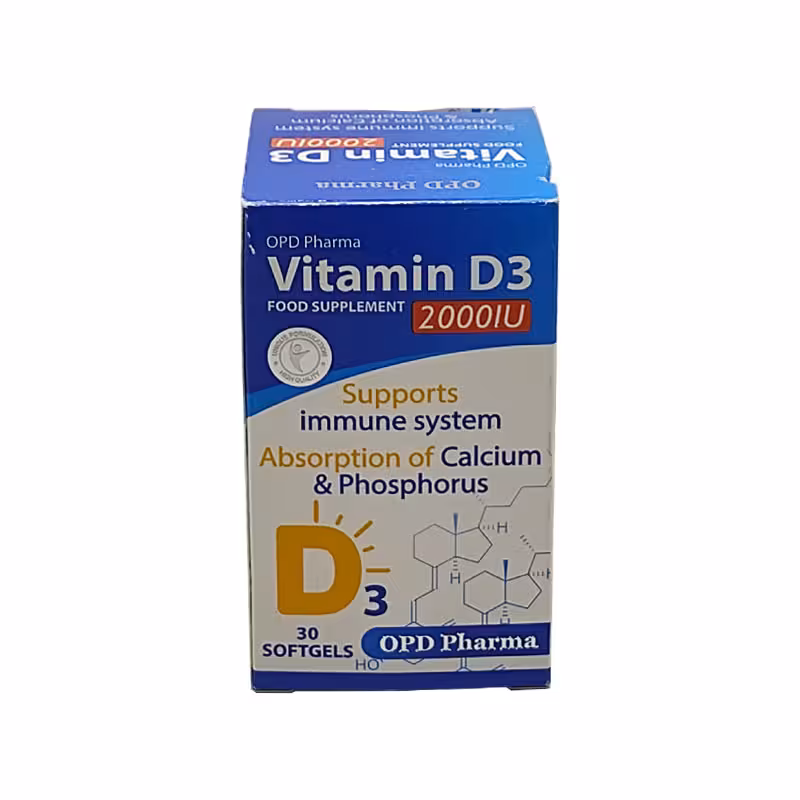 سافت ژل ویتامین D3 2000 واحد او پی دی فارما