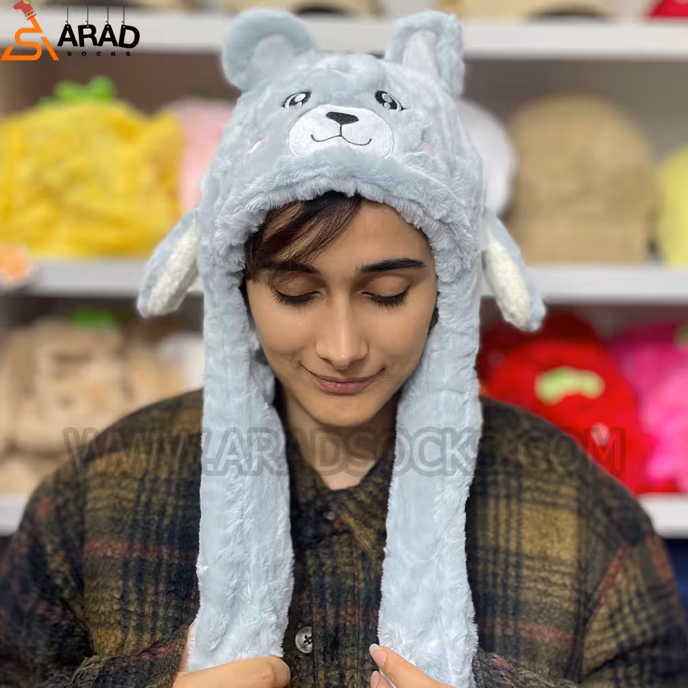 کلاه پمپی طرح خرس آبی