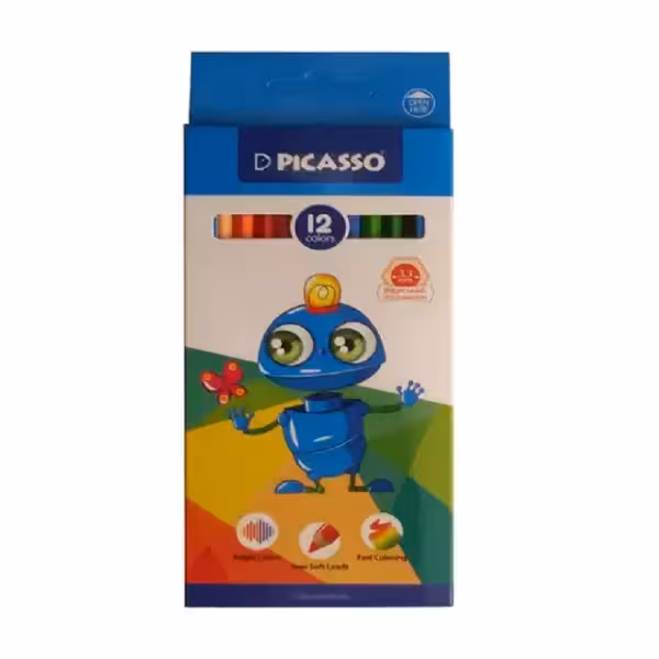 مداد رنگی 12 رنگ پیکاسو طرح ربات مدل GOL-12-C