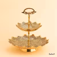 شیرینی خوری برنجی آنتیک دو طبقه مدل کیمیا