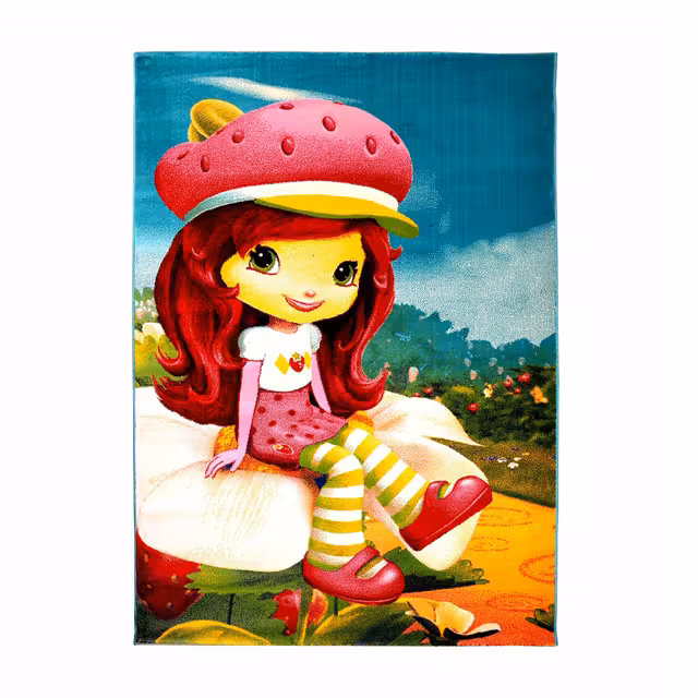 فرش ماشینی دنیای فرش طرح دختر توت فرنگی کد 33