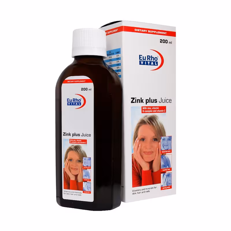 شربت زینک پلاس یوروویتال 200 میلی لیتر | EuRho Vital Zink Plus Juice 200 ml