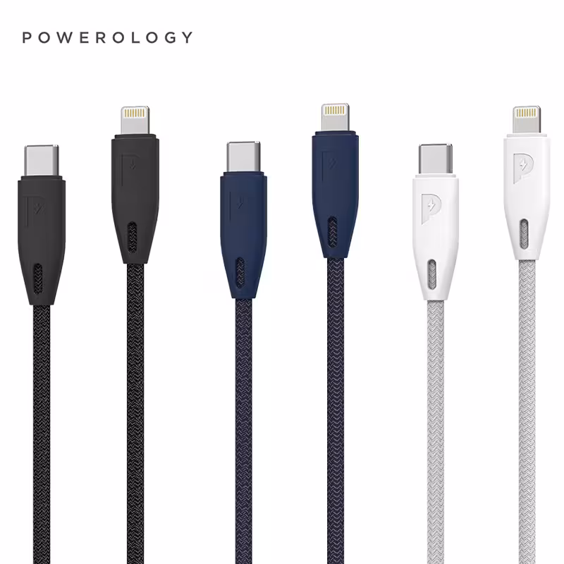 کابل لایتنینگ به تایپ سی پاورولوجی Powerology PCAB001 Braided USB-C to Lightning Cable