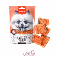 تشویقی سگ ونپی با طعم سالمون Wanpy Salmon Fish Skin Bitess وزن 100 گرم