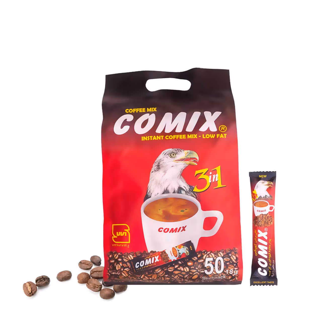 پودر کافی میکس کمیکس 18 گرمی بسته 50 عددی