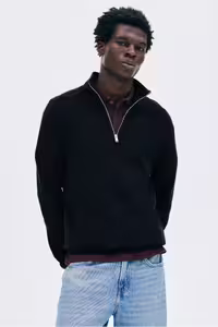 پلیور مردانه ژاکت نیمی از زیپ دار مناسب است H&M