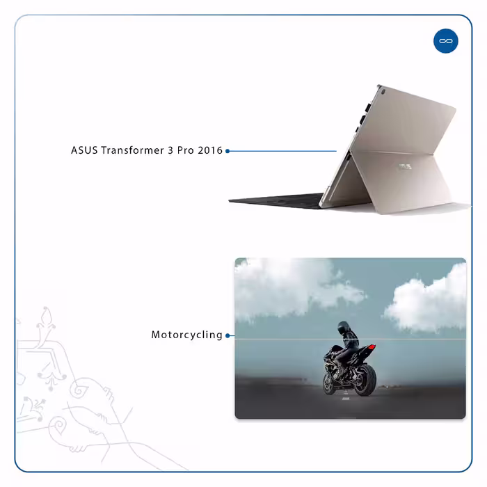 برچسب پوششی ماهوت مدل Motorcycling مناسب برای تبلت ایسوس Transformer 3 Pro 2016