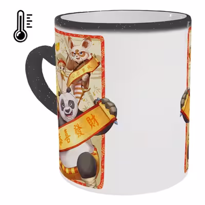 ماگ حرارتی مدل دسته قلبی اکلیلی طرح پاندا کنگ فو کار کد 59