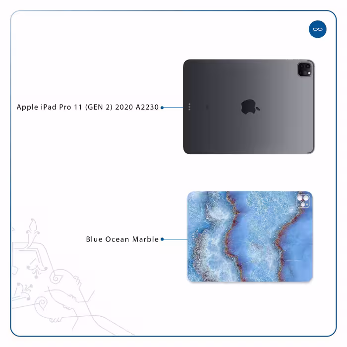 برچسب پوششی ماهوت مدل Blue Ocean Marble مناسب برای تبلت اپل iPad Pro 11 (GEN 2) 2020 A2230