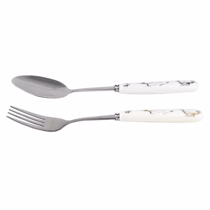 ست قاشق و چنگال 12 پارچه مدل دسته سرامیکی