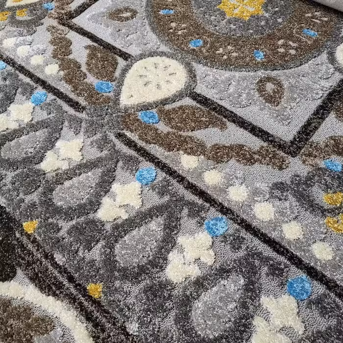 فرش ماشینی ساوین کد 7416 زمینه نقره ای