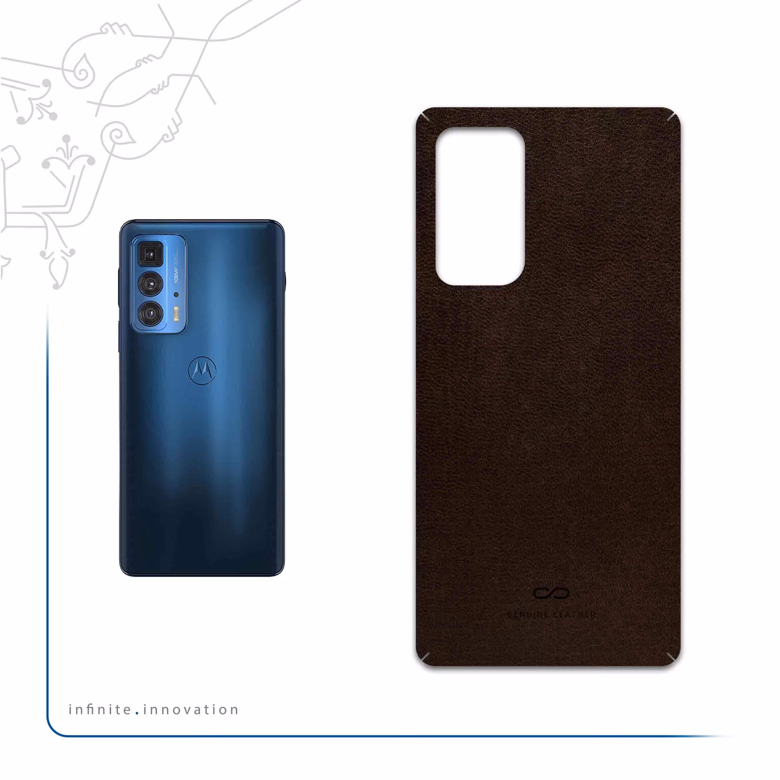 برچسب پوششی ماهوت مدل Dark-Brown-Leather مناسب برای گوشی موبایل موتورولا Edge 20 Pro