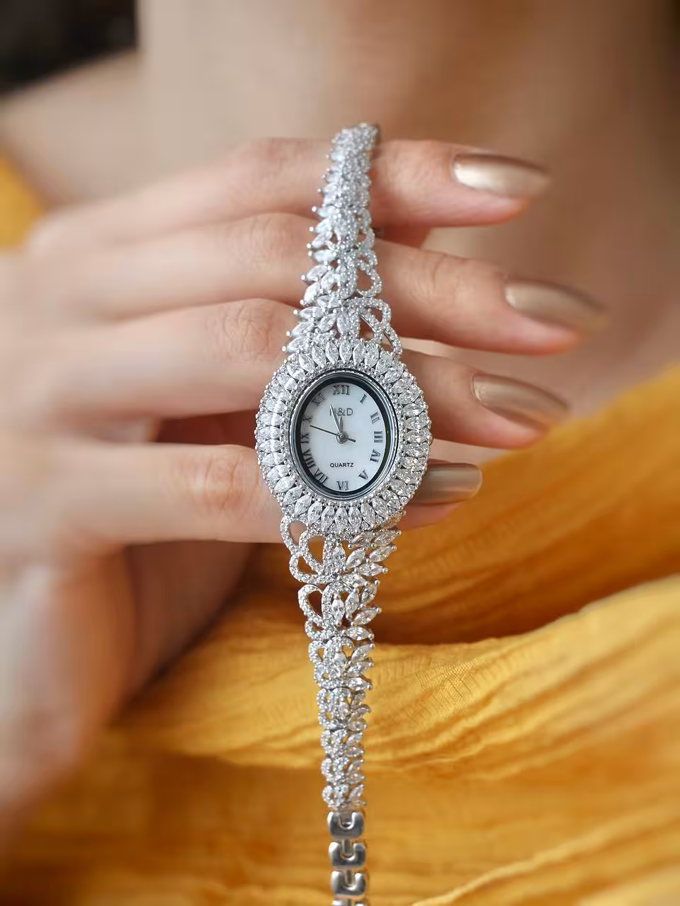 ساعت نقره جواهری زنانه کد 80352