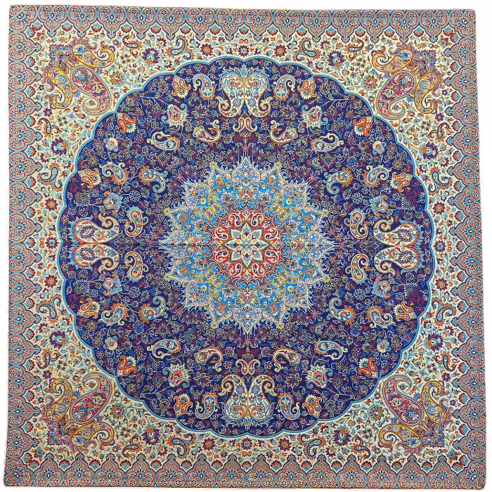 رومیزی مربع ترمه ابریشم کد TRM190