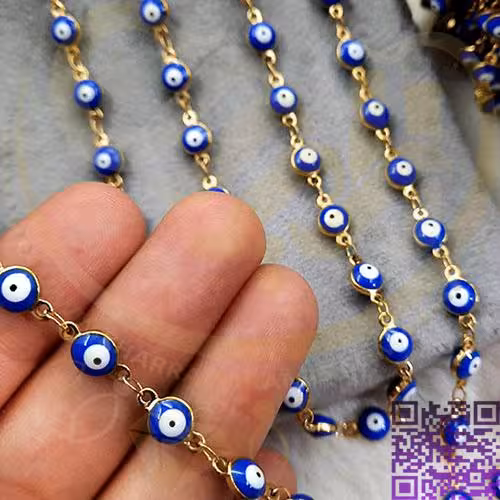 زنجیر گرد چشم نظر استیل نیم متری