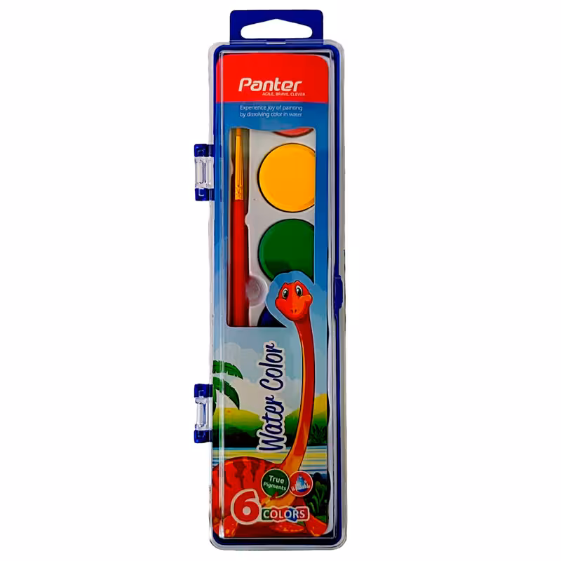 آبرنگ شش رنگ پنتر مدل 105 به همراه قلم مو