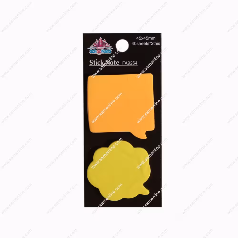 کاغذ یادداشت چسب دار ( استیک نوت ) اسکول فنس کد FA9264 رنگ نارنجی و زرد