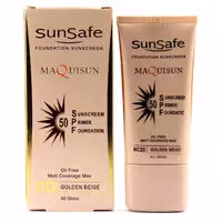 کرم ضد آفتاب کرم پودری و پرایمری SPF50 سان سیف بژ طلایی 40 میلی لیتر