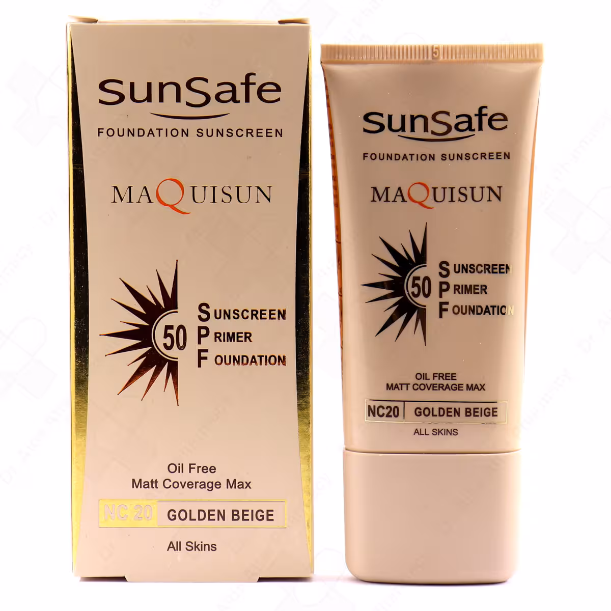 کرم ضد آفتاب کرم پودری و پرایمری SPF50 سان سیف بژ طلایی 40 میلی لیتر