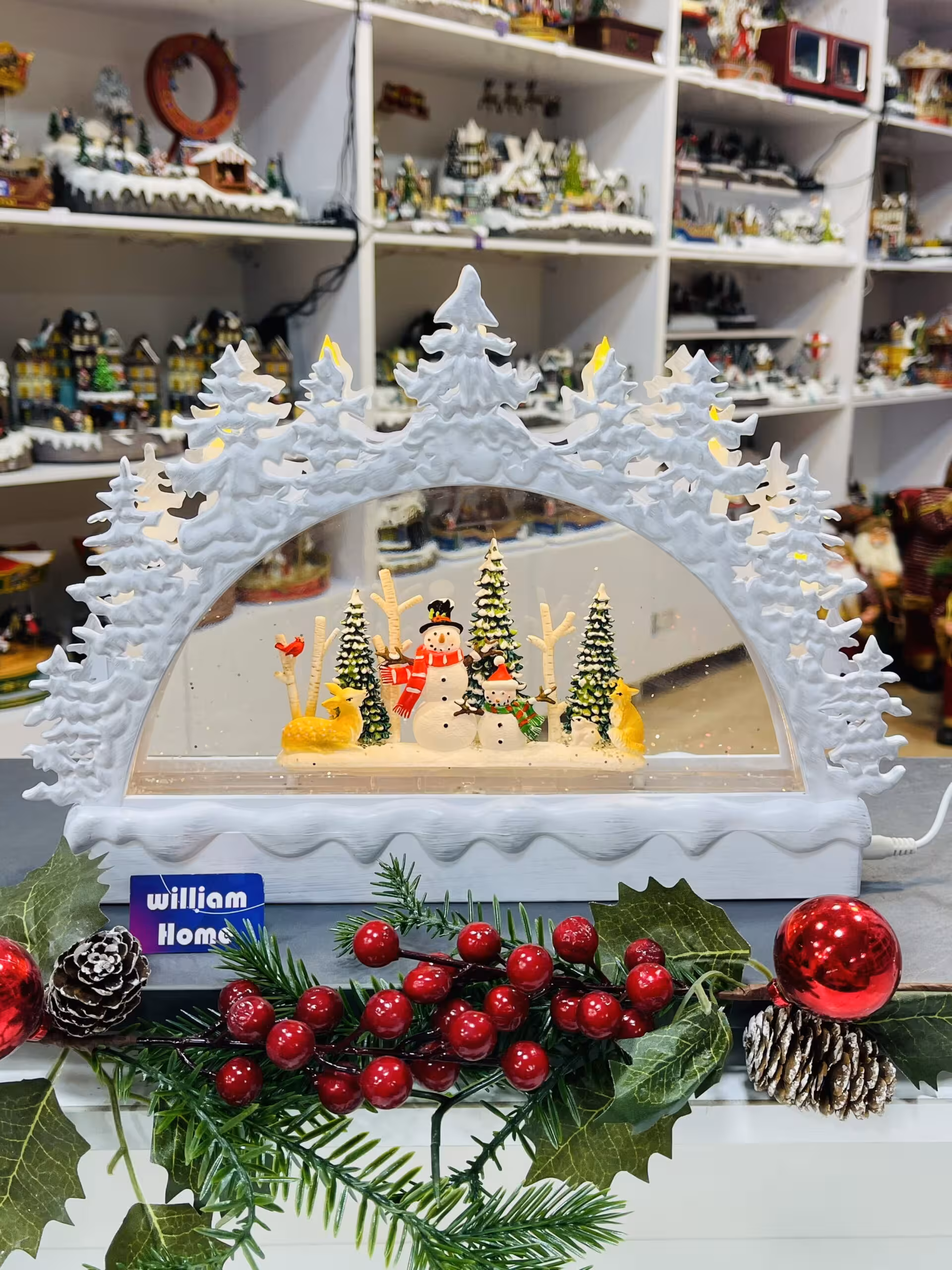 دکوری موزیکال شمعدان هفت شعله آدم برفی کریسمس