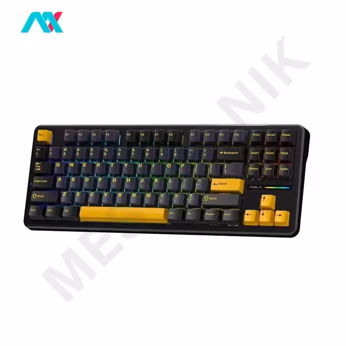 کیبورد گیمینگ مکانیکال آئولا مدل F87 Gray wood switch V3