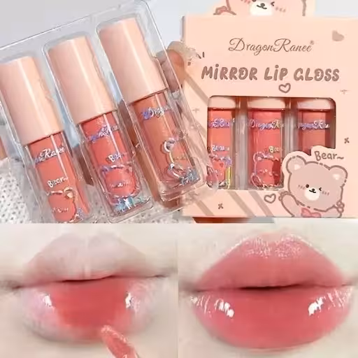 لیپ گلاس شاین خرسی سه عددی رژ خیس کره ای براق اکلیلی آبرسان مرطوب کننده لبها خوشبو و خوشمزه