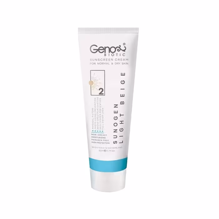 کرم ضد آفتاب مخصوص پوست نرمال و خشک بژ روشن Geno Biotic