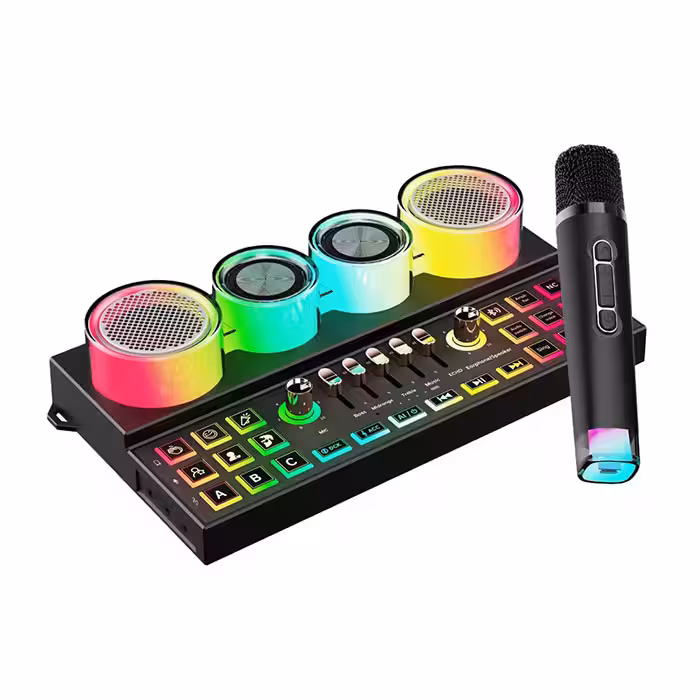 اسپیکر و میکسر صوتی پرودو مدل Audiolink PD-ST21MIX به همراه میکروفن