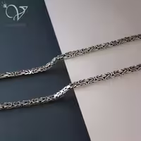 زنجیر  نقره مردانه سیاه قلم مدل کرال  کد 1770