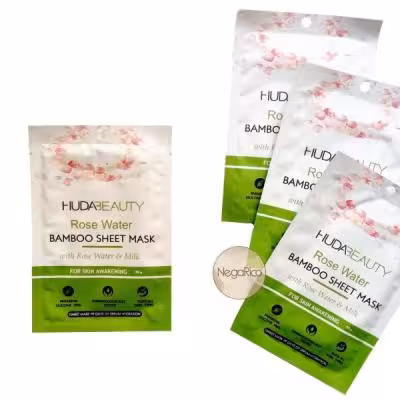 ماسک ورقه ای بامبو باگلاب وشیرHudaBeauty