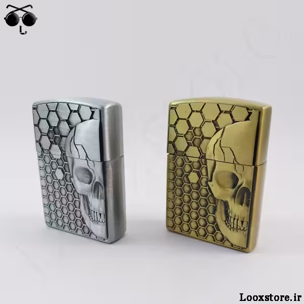 فندک طرح زیپو اسکلتی طلایی و نقره ای