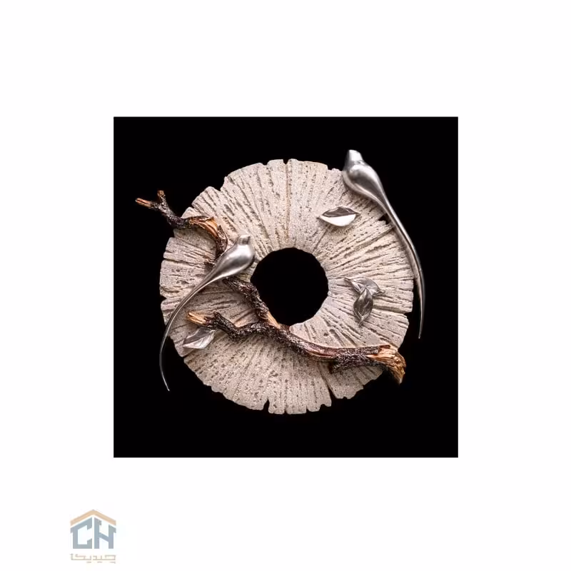 تابلو مربع گلدکیش طرح پرنده نقره ای مدل 3240