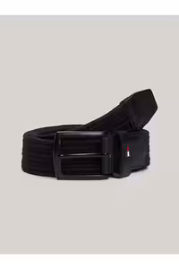 کمربند مشکی مردانه سیاه و سفید چرمی فلزی BDS Tommy Hilfiger