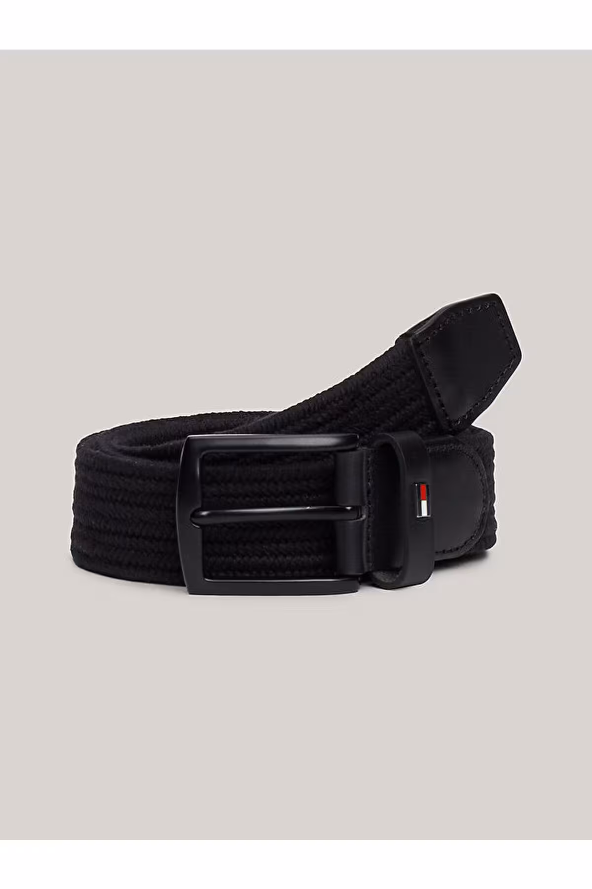 کمربند مشکی مردانه سیاه و سفید چرمی فلزی BDS Tommy Hilfiger