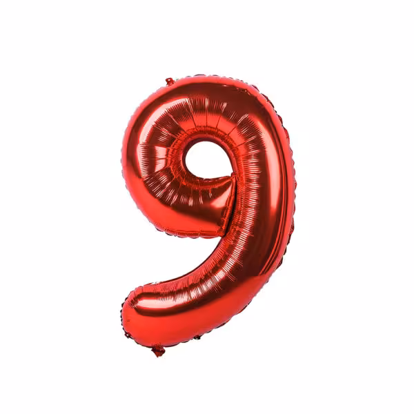 بادکنک فویلی عدد 9 قرمز