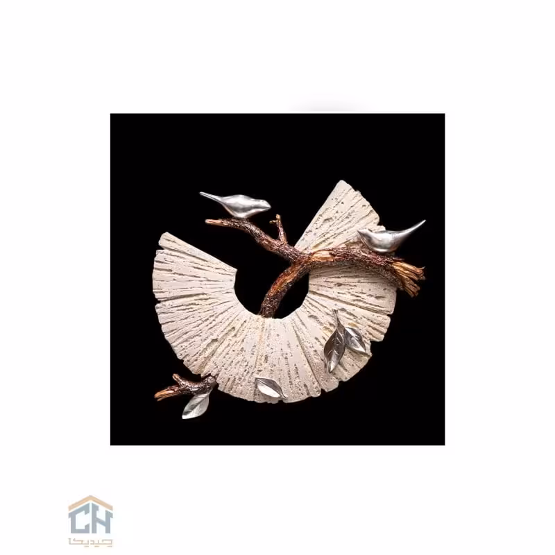 تابلو مربع گلدکیش طرح پرنده نقره ای مدل 1-3240