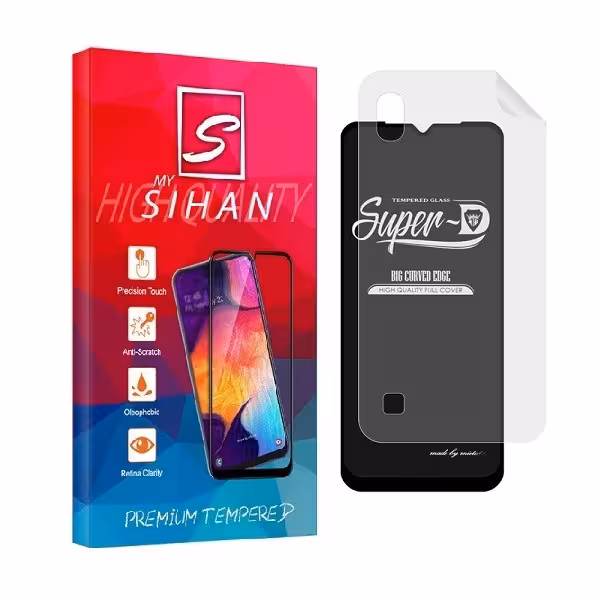 محافظ صفحه نمایش مای سیحان مدل 2SN-Glass مناسب برای گوشی موبایل سامسونگ Galaxy A10 به همراه محافظ پشت گوشی | کالا برتری