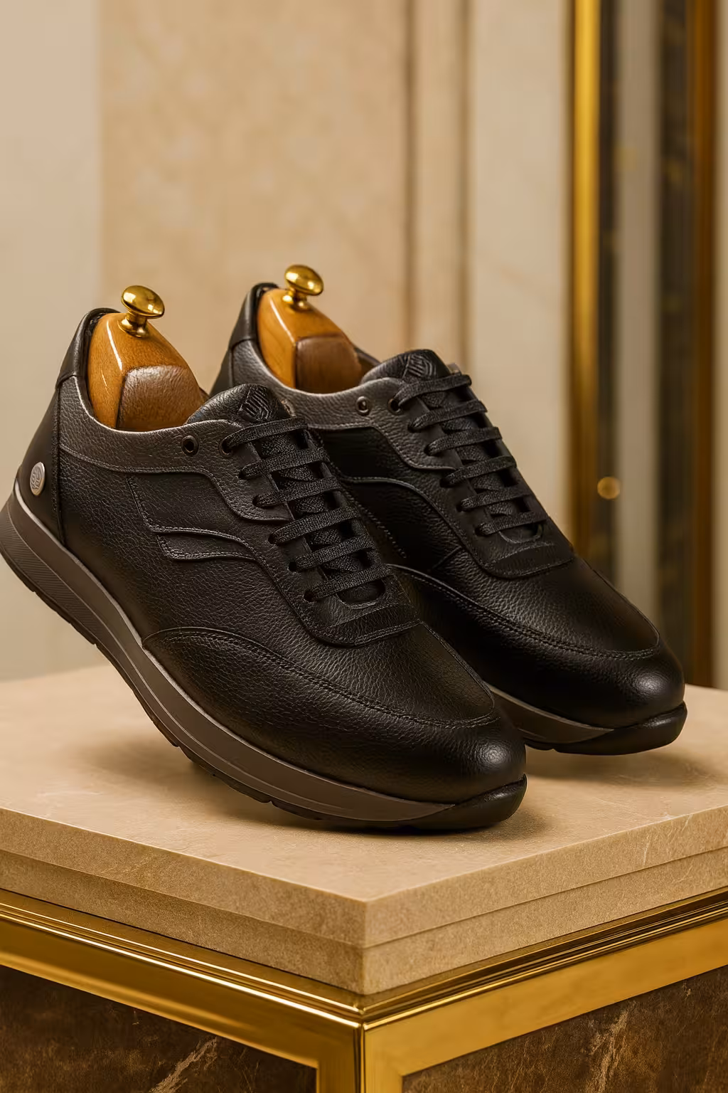 کفش چرم مردانه اسپرت کد SP086BK رنگی مشکی