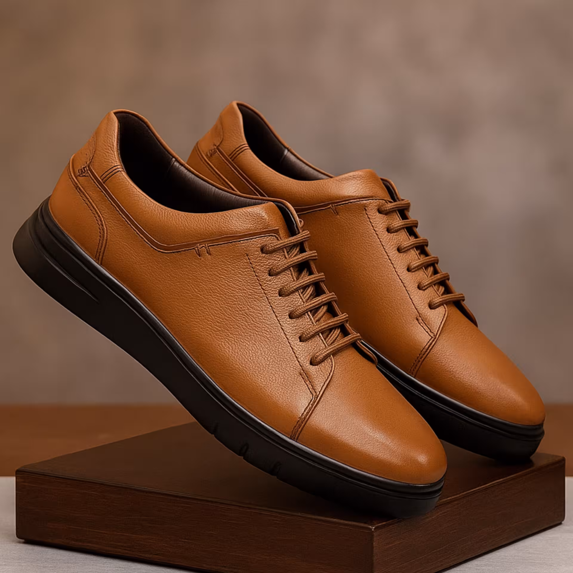 کفش چرم مردانه ونس کد VN045TN رنگ عسلی