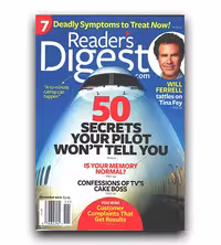 مجله انگلیسی Readers Digest با عنوان 50 Secrets Your Pilot، چاپ اصل، کاغذ گلاسه روغنی