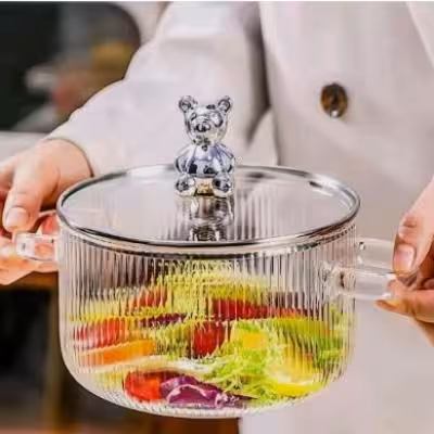 قابلمه پیرکس درخرسی.قابلمه پیرکس 1800 میل وارداتی قابلمه پیرکس شعله مس