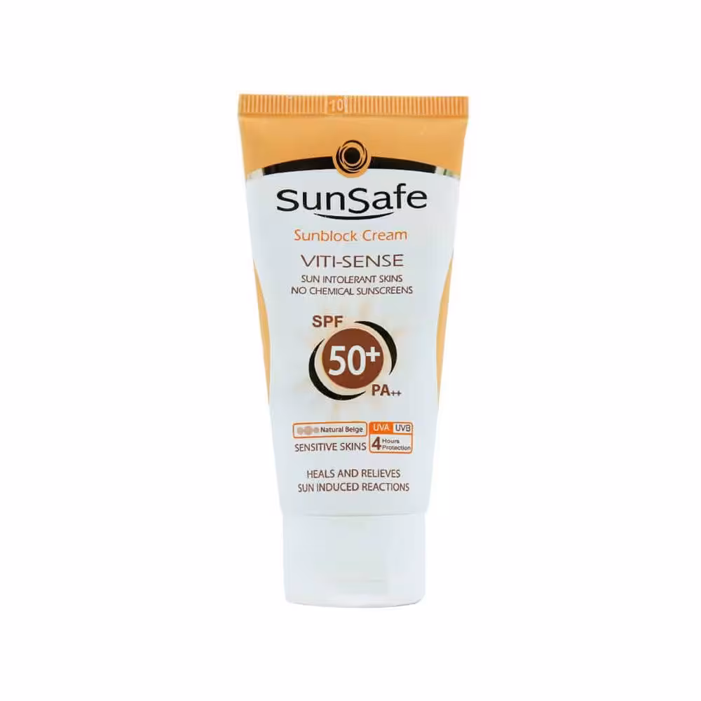 کرم ضد آفتاب رنگی سان سیف  SPF50 فاقد جاذب های شیمیایی مناسب پوست حساس 50 میلی لیتر