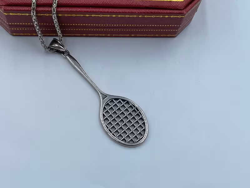 گردنبند راکت تنیس نقره ای