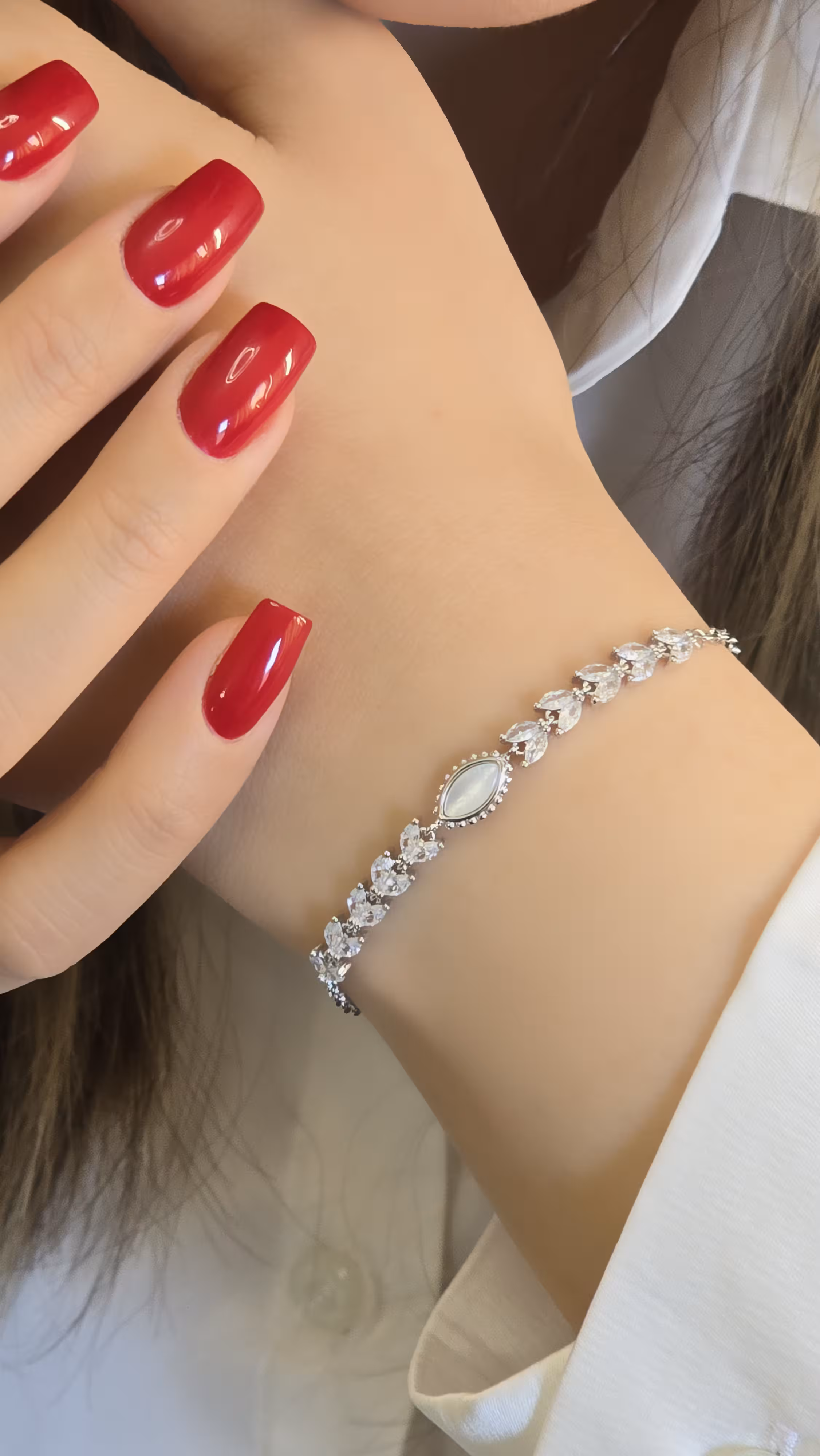 دستبند وارداتی نقره زنانه کد 30691