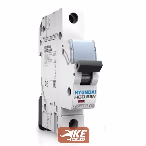 کلید مینیاتوری AC تک پل 63 آمپر 6kA تیپ C هیوندای سری HGD