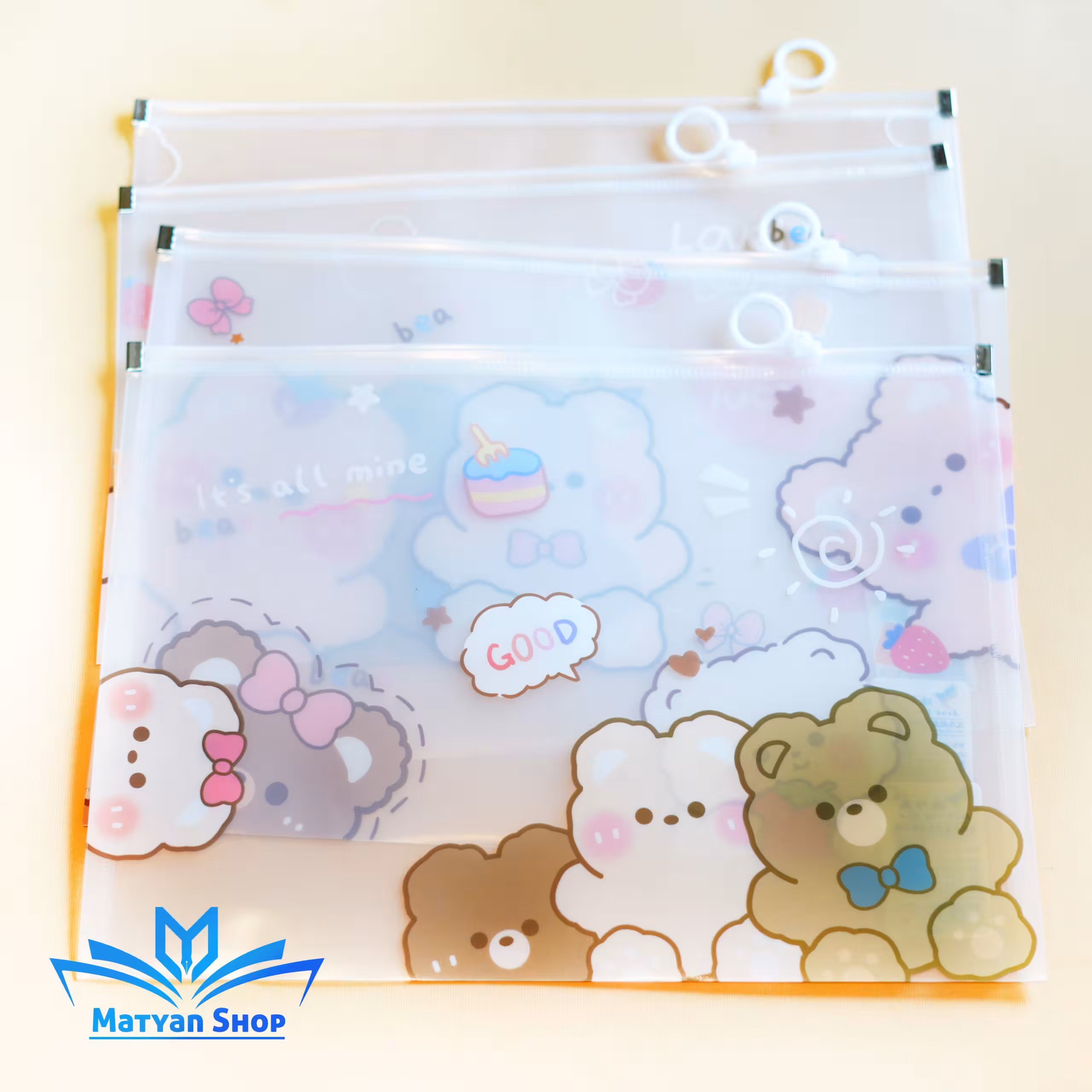 پوشه شفاف زیپی طرح تدی کاپلی