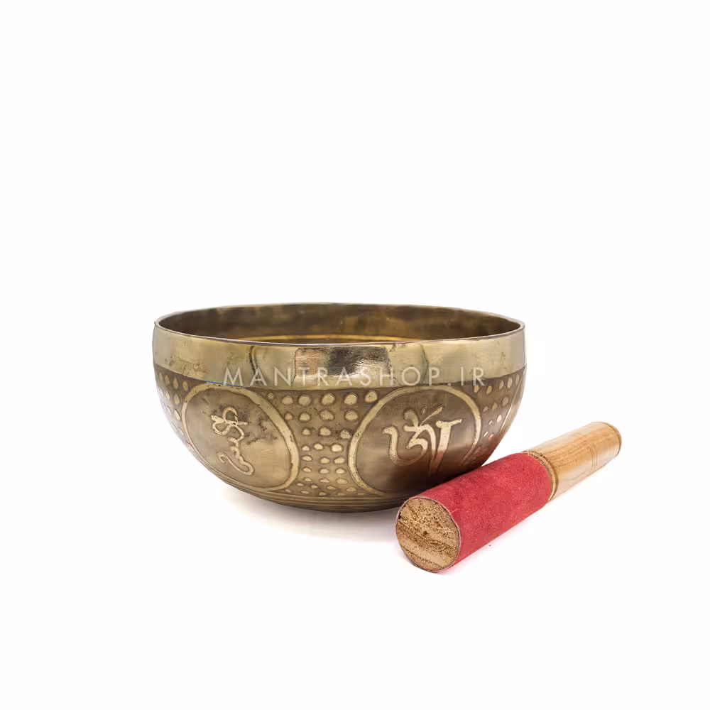 کاسه تبتی دست ساز اصل مدل حکاکی طرح بودا قطر دهانه 16 سانتی متر