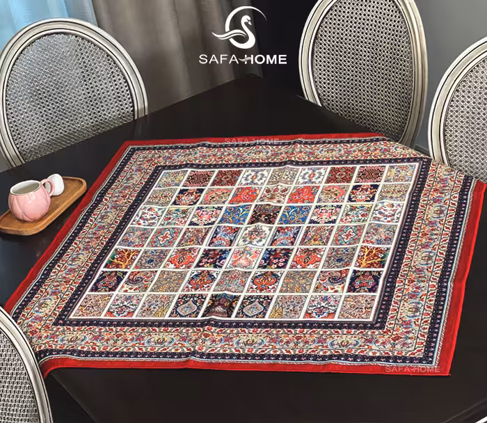 رومیزی مربع خشتی طرح بوستان 100*100