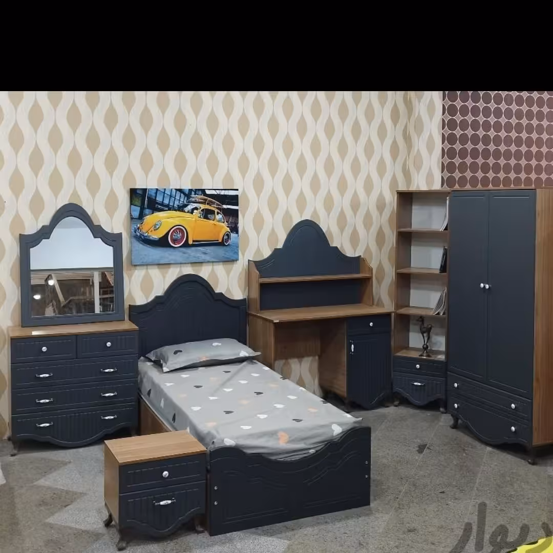 سرویس کامل نوجوان تخت یکنفره.کمد.میز تحریر.میز آرایش.کتابخانه.پاتختی (پس کرایه)